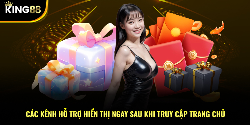 Các kênh hỗ trợ hiển thị ngay sau khi truy cập trang chủ